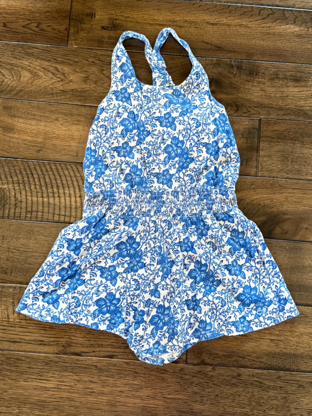 Vineyard Vines Girls’ Blue & White Floral Print Romper, M